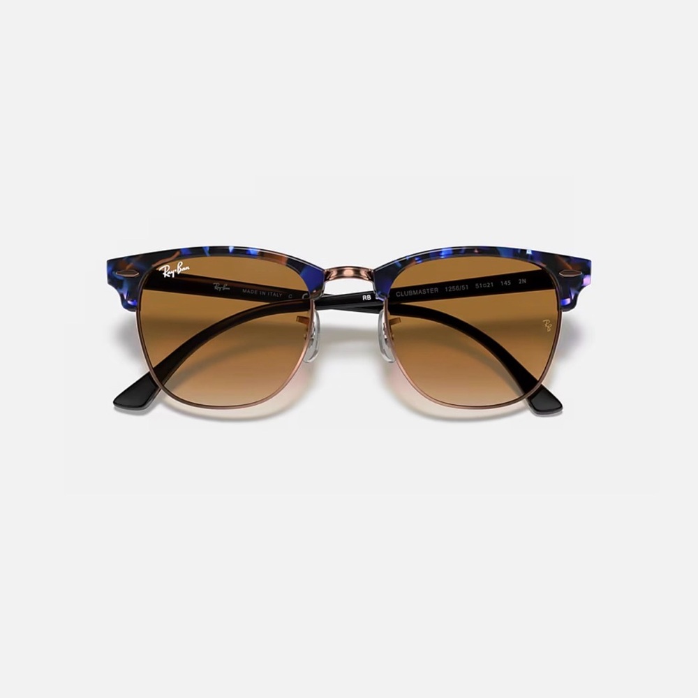 Ray-Ban Clubmaster Sunglasses with Blue and Brown Accents